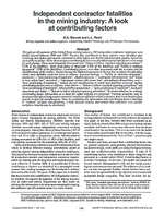 Independent Contractor Fatalities in the Mining Industry A Look at Contributing Factors