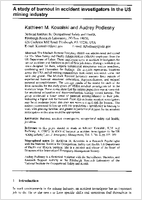 A Study of Burnout in Accident Investigators in the US Mining Industry