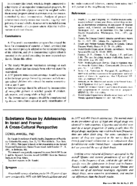 Substance abuse by adolescents in Israel and France a crosscultural perspective