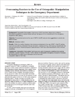 Overcoming Barriers to the Use of Osteopathic Manipulation Techniques in the Emergency Department