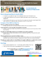 Do You Know How Occupational Data for Health Can Support Quality Care