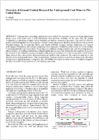 Overview of Ground Control Research for Underground Coal Mines in the United States