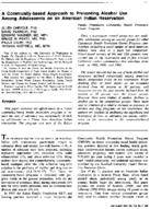 A CommunityBased Approach To Preventing Alcohol Use Among Adolescents On An American Indian Reservation