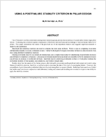Using A Postfailure Stability Criterion In Pillar Design Proceedings Of The Second International Workshop On Coal Pillar Mechanics And Design