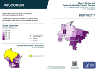WI Congressional District 07 Stroke and Federally Qualified Health Centers Map 119th Congress