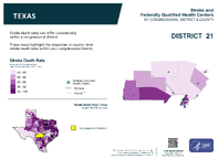 TX Congressional District 21 Stroke and Federally Qualified Health Centers Map 118th Congress