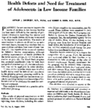 Health defects and need for treatment of adolescents in low income families
