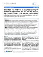 Extraction and inhibition of enzymatic activity of botulinum neurotoxins B1 B2 B3 B4 and B5 by a panel of monoclonal antiBoNTB antibodies