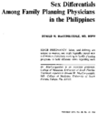 Sex Differentials Among Family Planning Physicians In The Philippines