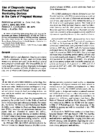 Use Of Diagnostic Imaging Procedures And Fetal Monitoring Devices In The Care Of Pregnant Women
