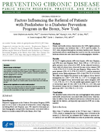 Factors Influencing the Referral of Patients with Prediabetes to a Diabetes Prevention Program in the Bronx New York