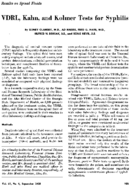 VDRL Kahn and Kolmer tests for syphilis