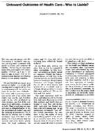 Untoward Outcomes Of Health CareWho Is Liable