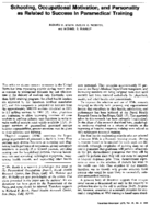Schooling occupational motivation and personality as related to success in paramedical training