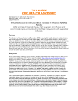 Influenza season continues with an increase in influenza AH3N2 activity