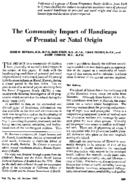 The community impact of handicaps of prenatal or natal origin