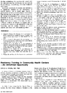 Residency training in community health centersan unfulfilled opportunity