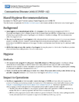 Hand hygiene recommendations guidance for healthcare providers about hand hygiene and COVID19 May 17 2020