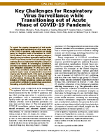 Key Challenges for Respiratory Virus Surveillance while Transitioning out of Acute Phase of COVID19 Pandemic