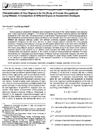 Characterization of Dust Exposure for the Study of Chronic Occupational Lung Disease A Comparison of Different Exposure Assessment Strategies