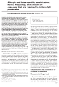 Allergic and LatexSpecific Sensitization Route Frequency and Amount of Exposure That Are Required to Initiate IgE Production