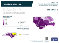 NC Congressional District 01 Stroke and Federally Qualified Health Centers Map 118th Congress