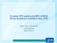 9valent HPV vaccine 9vHPV GRADE policy questions available data PICO