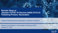 Booster dose of Janssen COVID19 Vaccine Ad26COV2S following primary vaccination