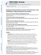 Emergency Nursing Workforce Burnout and Job Turnover in the United States A National Sample Survey Analysis