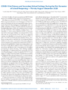 COVID19 in Primary and Secondary School Settings During the First Semester of School Reopening  Florida AugustDecember 2020