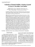 Evaluation of Postural Stability in Workers Exposed to Lead at a Secondary Lead Smelter