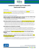 National Diabetes Prevention Program Content for Health Care Provider HCP Testimonial Prompts