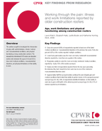 Working thorugh the pain Illness and work limitations reported by order construction roofers Age Work Limitations and Physical Functioning Among Construction Roofers