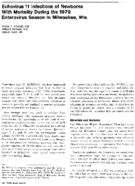 Echovirus 11 infections of newborns with mortality during the 1979 enterovirus season in Milwaukee Wis