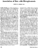 Association of bats with histoplasmosis