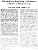 Role of human population study centers in studies of cancer etiology