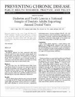 Diabetes and Tooth Loss in a National Sample of Dentate Adults Reporting Annual Dental Visits