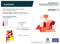 AL Congressional District 02 Heart Disease and Federally Qualified Health Centers Map 118th Congress