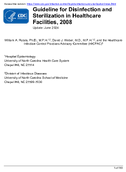 Guideline for Disinfection and Sterilization in Healthcare Facilities 2008 Update June 2024