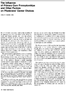 The Influence Of Primary Care Preceptorships And Other Factors On Physicians Career Choices