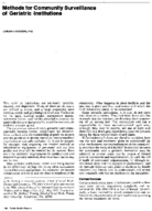 Methods For Community Surveillance Of Geriatric Institutions