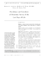 Prevalence And Correlates Of Dementia Survey Of The Last Days Of Life