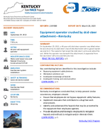 Equipment operator crushed by skidsteer attachmentKentucky