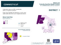 CT Congressional District 01 Stroke and Federally Qualified Health Centers Map 118th Congress