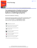 The implementation of medical monitoring programs following potentially hazardous exposures a medicolegal perspective