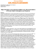 Highly pathogenic avian influenza AH5N1 virus  recommendations for human health investigations and response