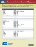 Ebola  phone numbers for state and local health departments