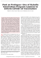 Past as PrologueUse of Rubella Vaccination Program Lessons to Inform COVID19 Vaccination