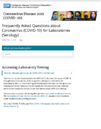 Frequently Asked Questions About Coronavirus COVID19 for Laboratories Serology Nov 13 2020