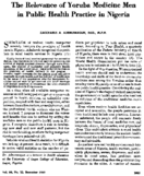 The relevance of Yoruba medicine men in public health practice in Nigeria